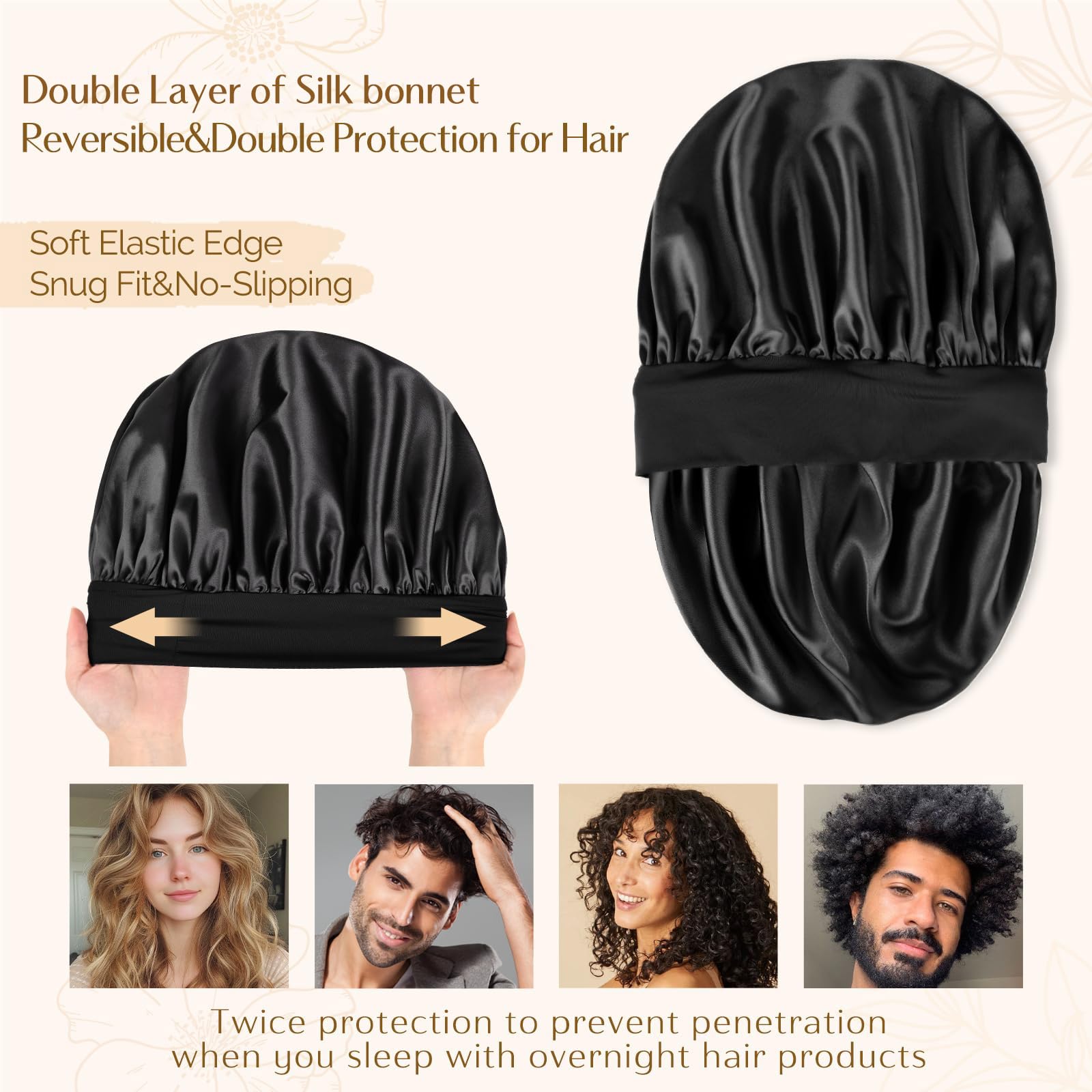 YANIBEST Silk Bonnet close-up satin weave emphasizes gentle, friction-reducing protection for curls.