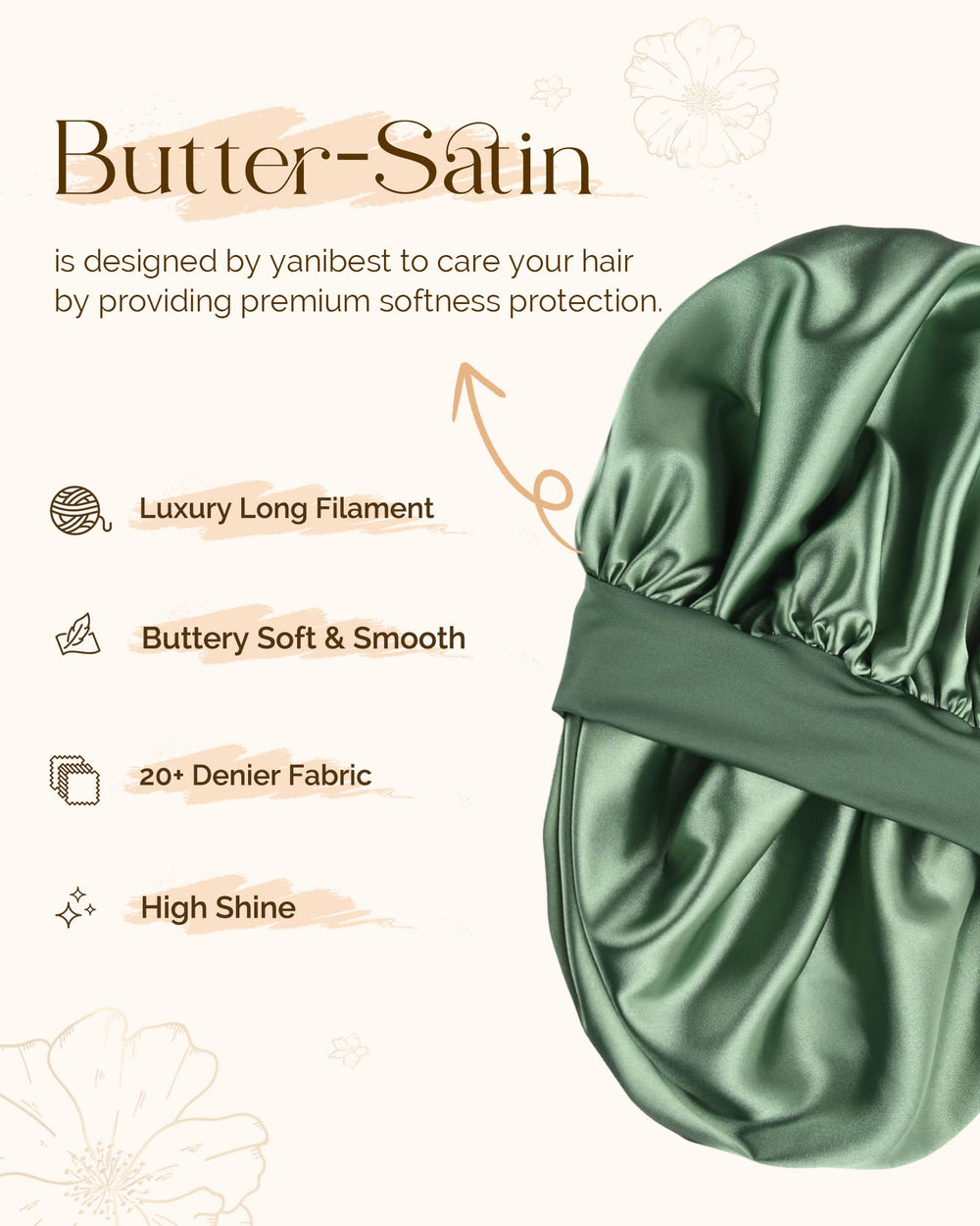 YANIBEST satin bonnet with elastic band fits all head sizes without leaving marks.