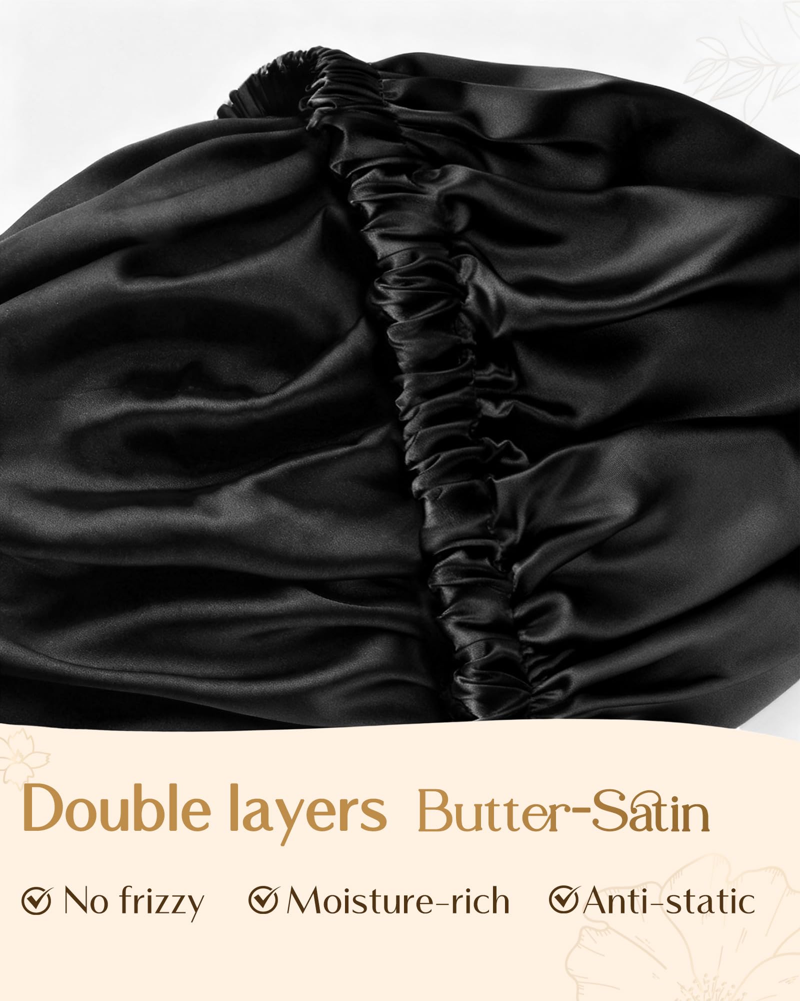 YANIBEST satin bonnet use during night routine like face masking or brushing shows multitasking convenience.