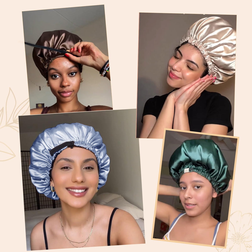 YANIBEST satin bonnet during night routine keeps hair tidy and protected.