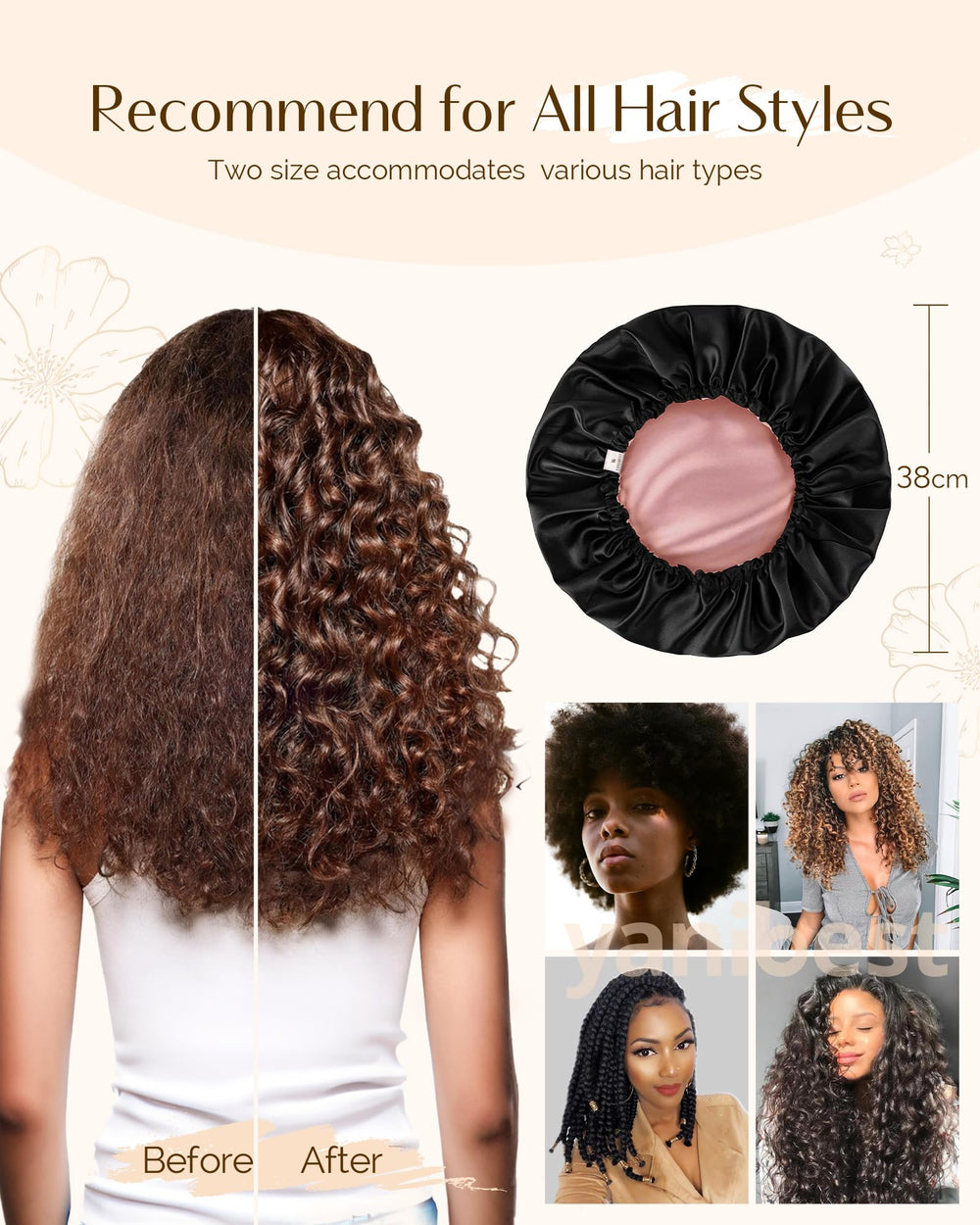 YANIBEST satin bonnet offers a stylish look for daily wear