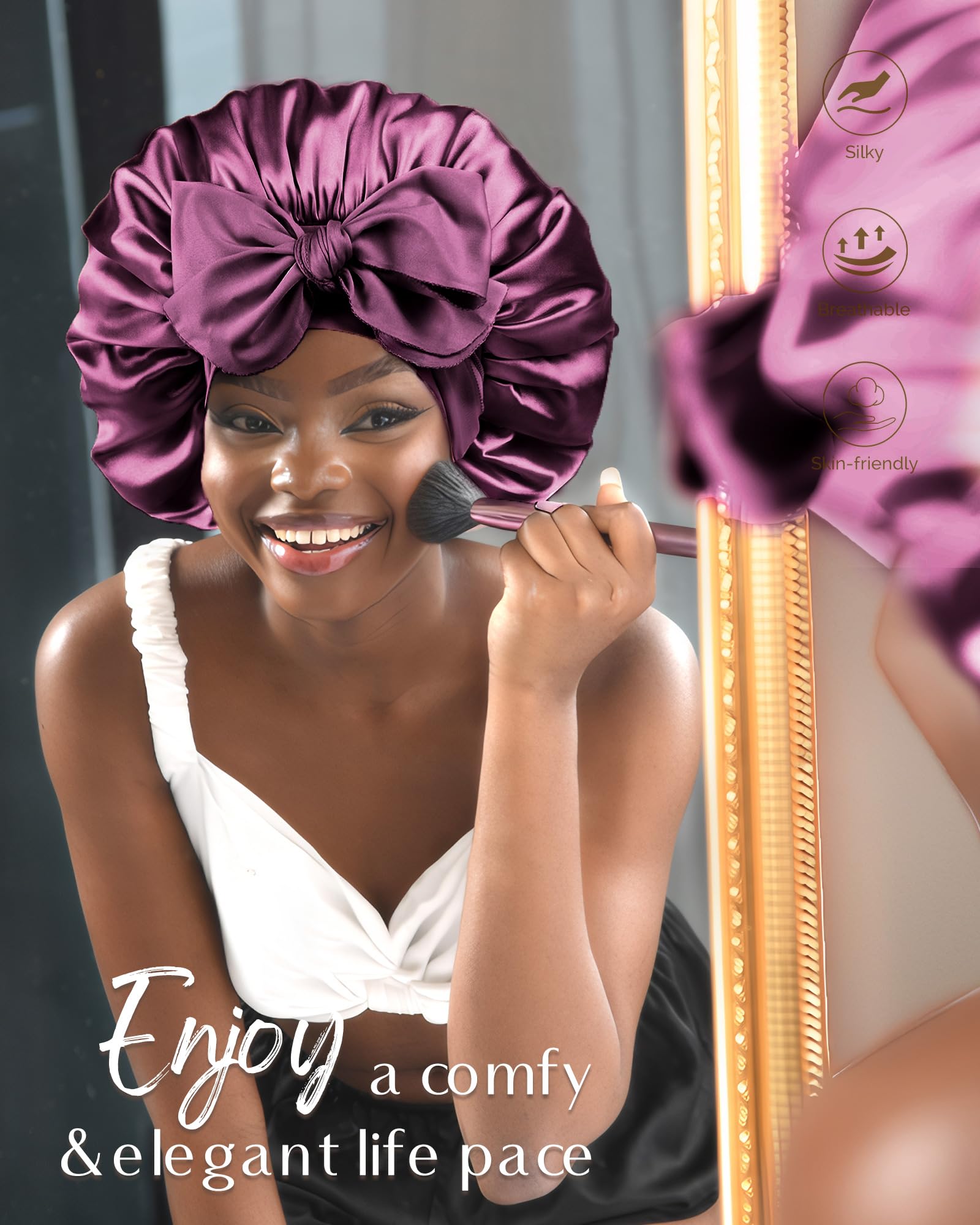 Yanibest satin bonnet versatile use supports night care and skincare routines