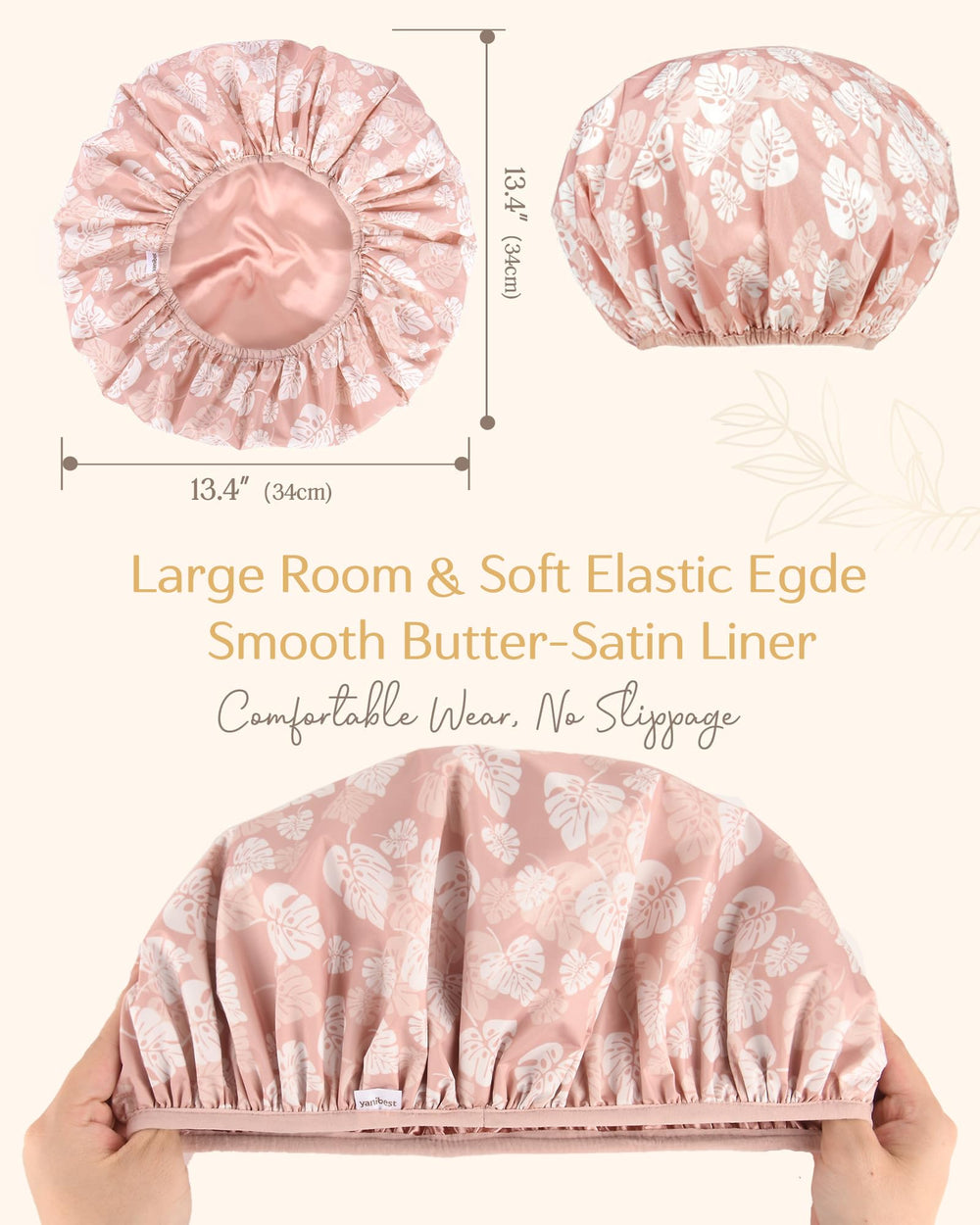 Yanibest shower cap designed for braids and long hair with secure fit