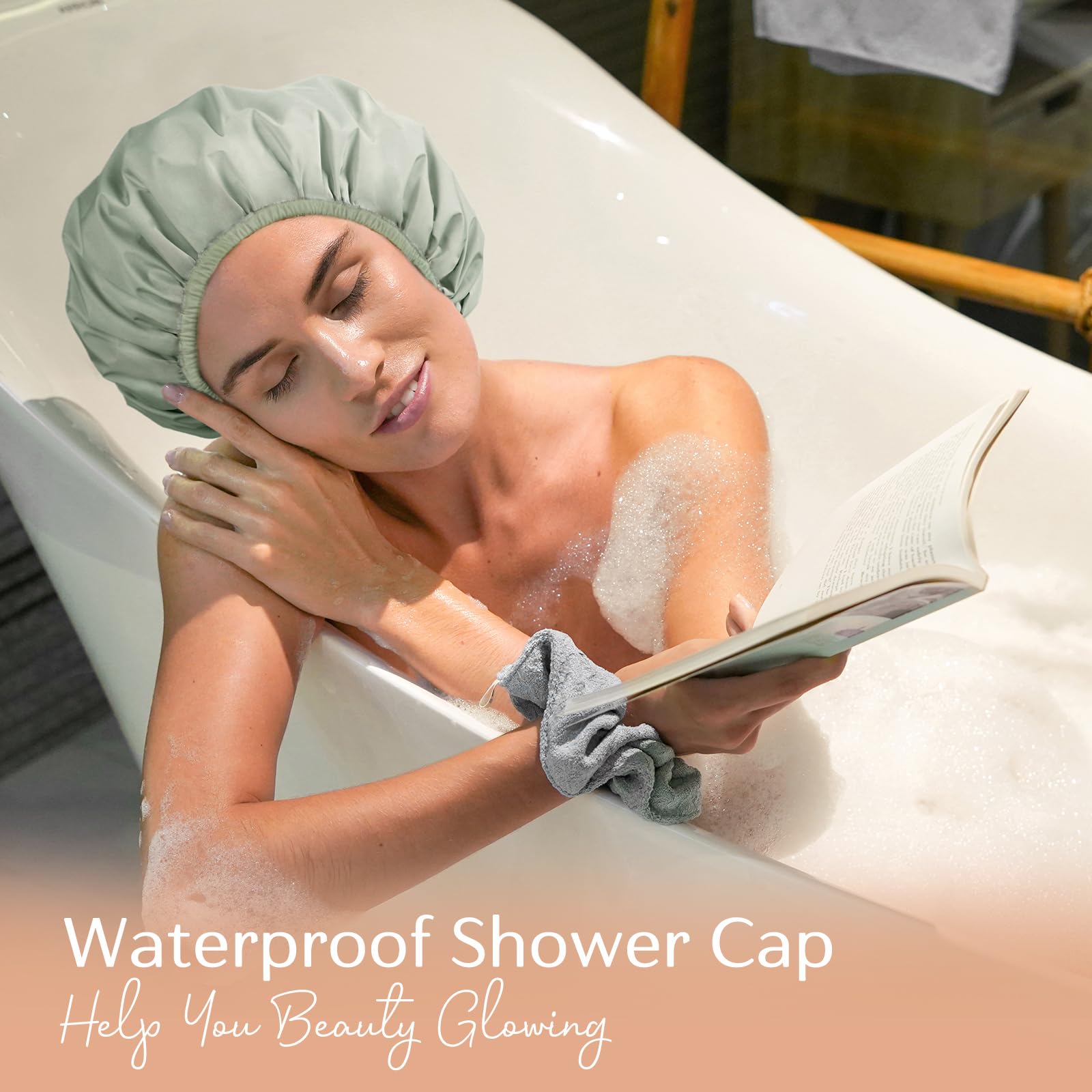 YANIBEST daily-use shower cap in travel context demonstrating practical, reusable design.