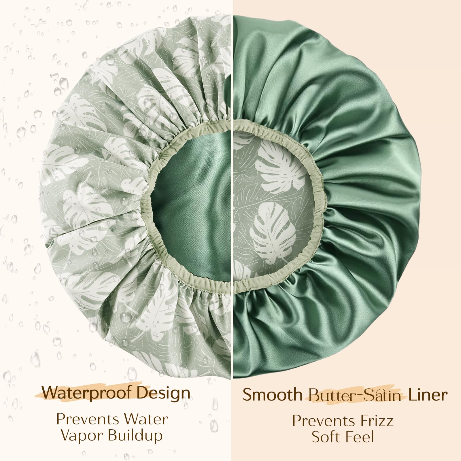 Yanibest shower cap with soft elastic edge stays securely in place for long hair