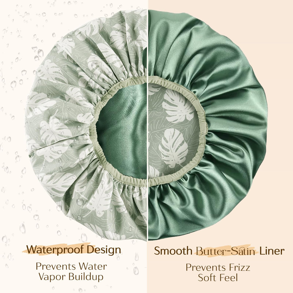 Yanibest shower cap with soft elastic edge stays securely in place for long hair