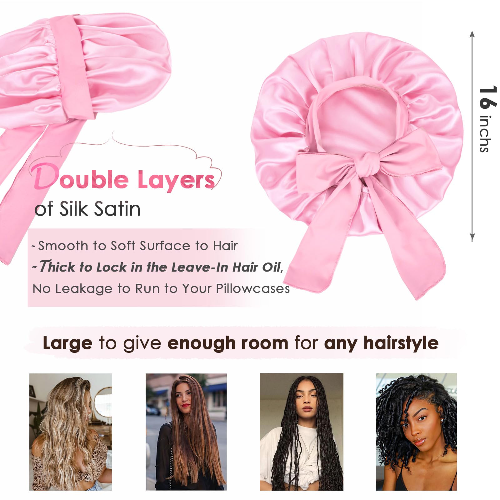 YANIBEST silk bonnet with adjustable elastic band demonstrating secure all-night wear.