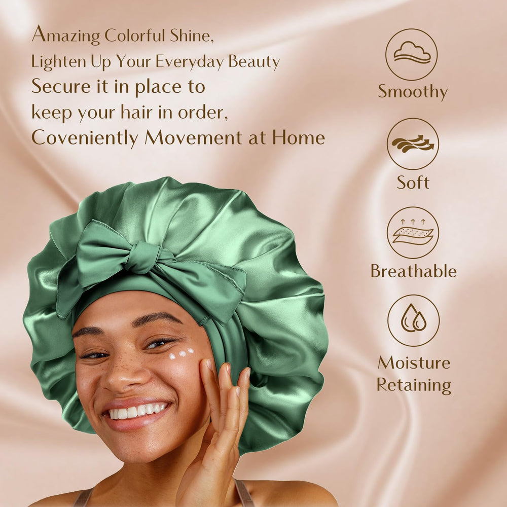 YANIBEST Silk Bonnet adjustable-elastic-band secures fit without marks.