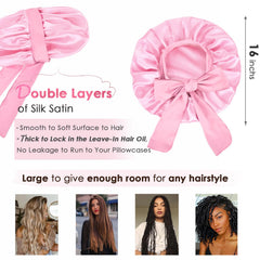 YANIBEST silk bonnet with adjustable elastic band demonstrating secure all-night wear.