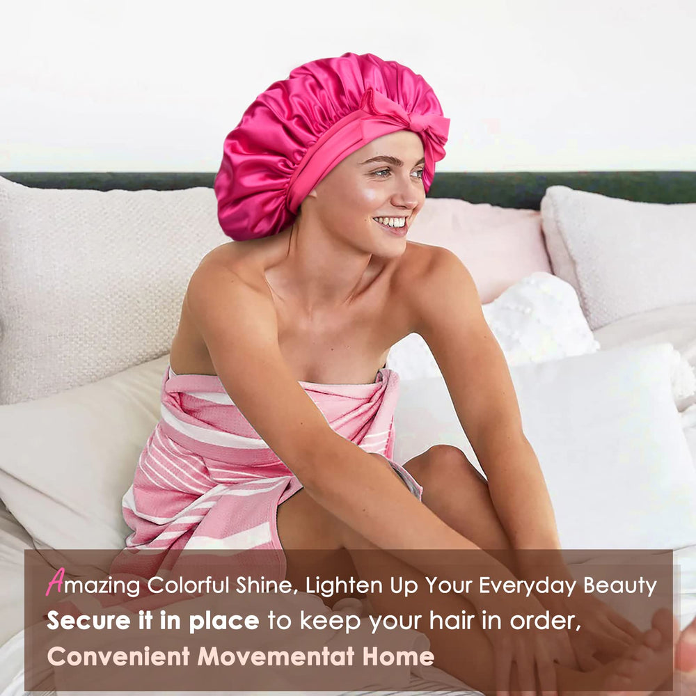 YANIBEST Silk Bonnet double-layer texture helps preserve curls while you rest