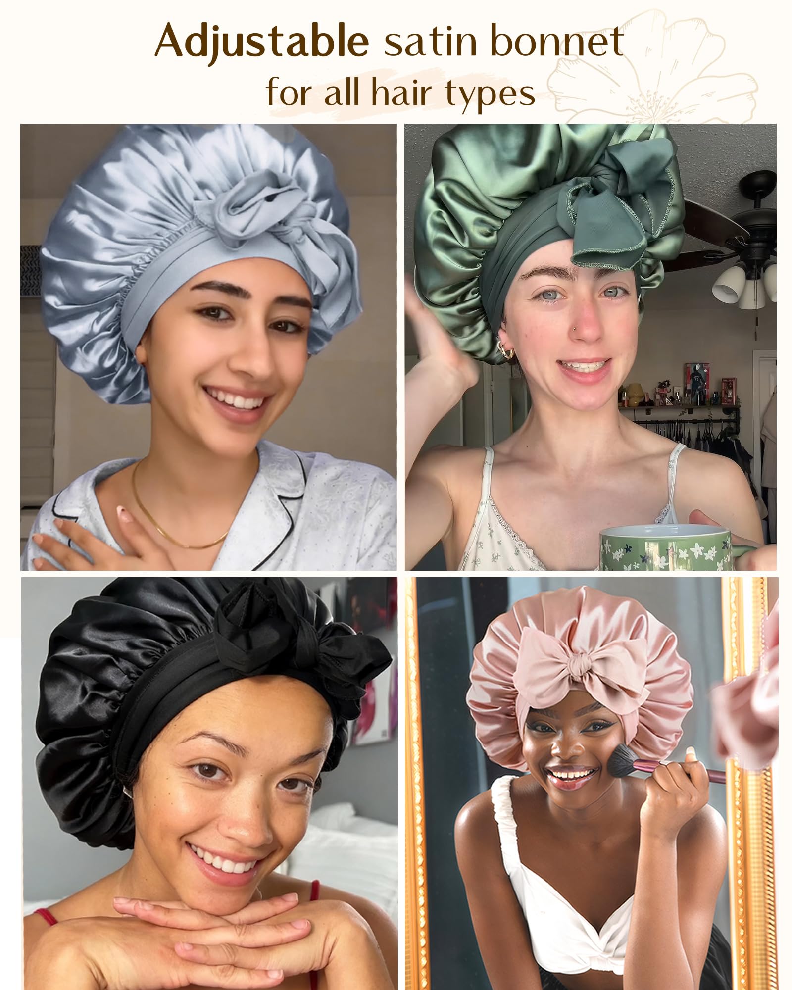 YANIBEST Silk Bonnet double-layer design adds extra protection for textured hair