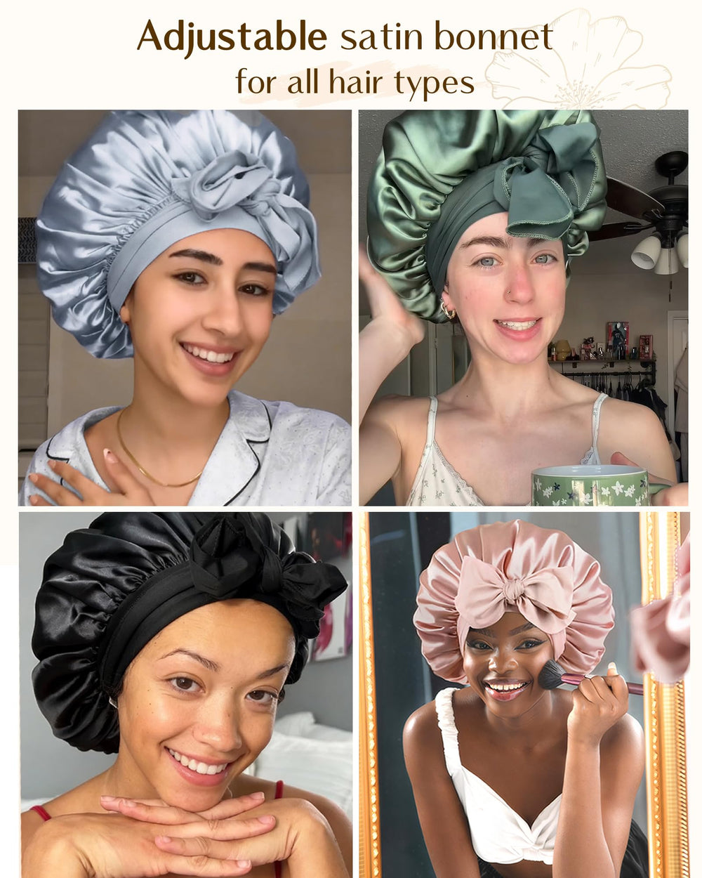 YANIBEST Silk Bonnet double-layer design adds extra protection for textured hair