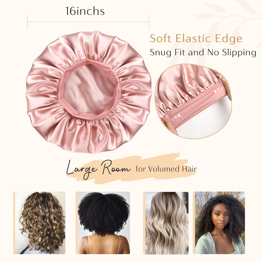 YANIBEST silk sleep cap worn for bed or makeup to prevent tangles.