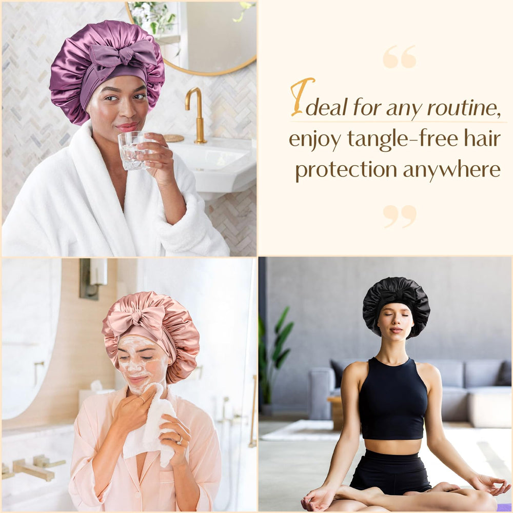 YANIBEST silk bonnet jumbo size fits thick and curly hair comfortably.