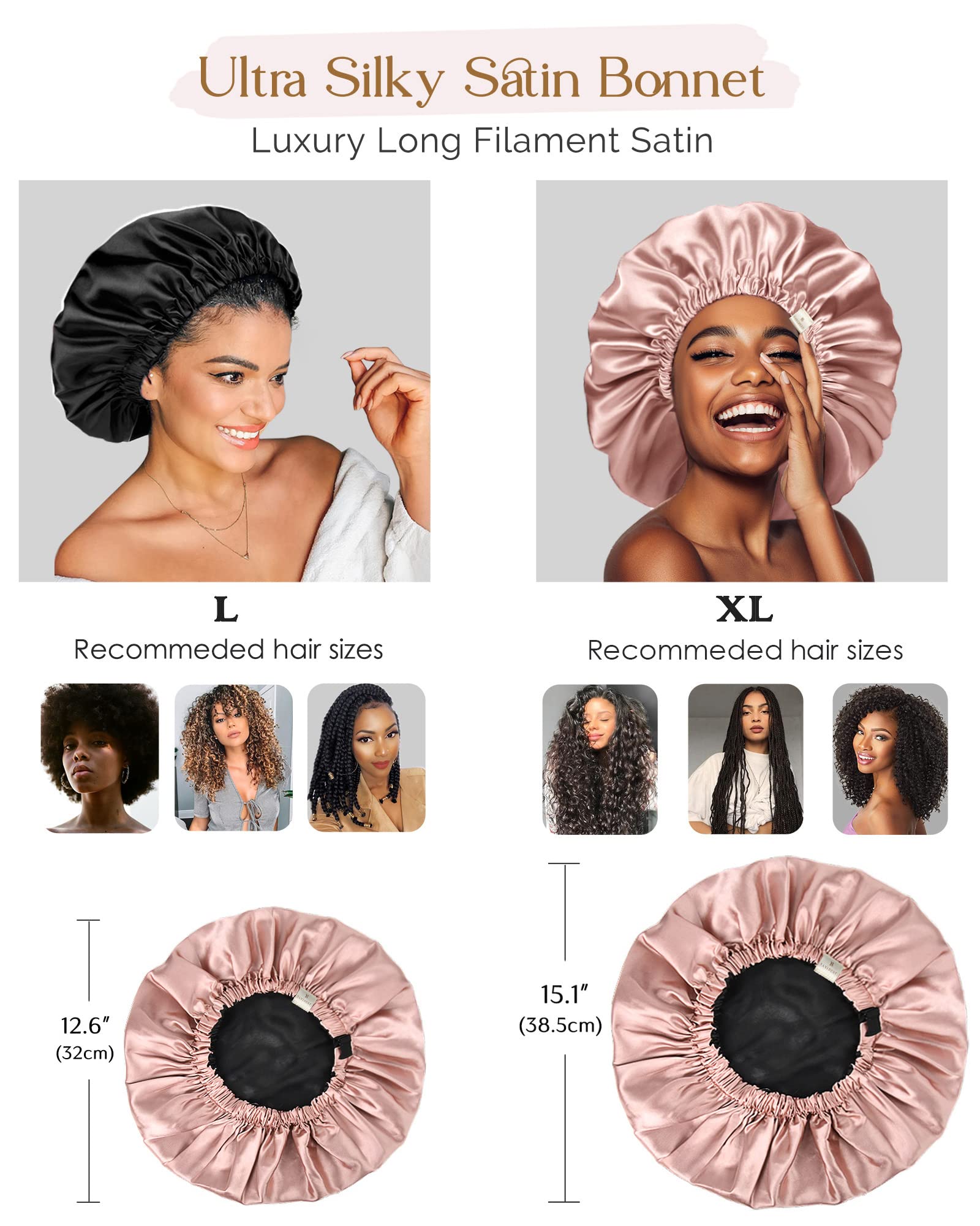 YANIBEST bonnet worn at night for curly-hair care and protection.