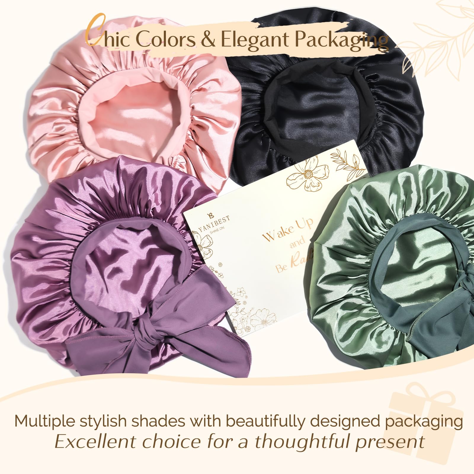 YANIBEST silk bonnet purple color complements sleepwear and supports cozy nights.