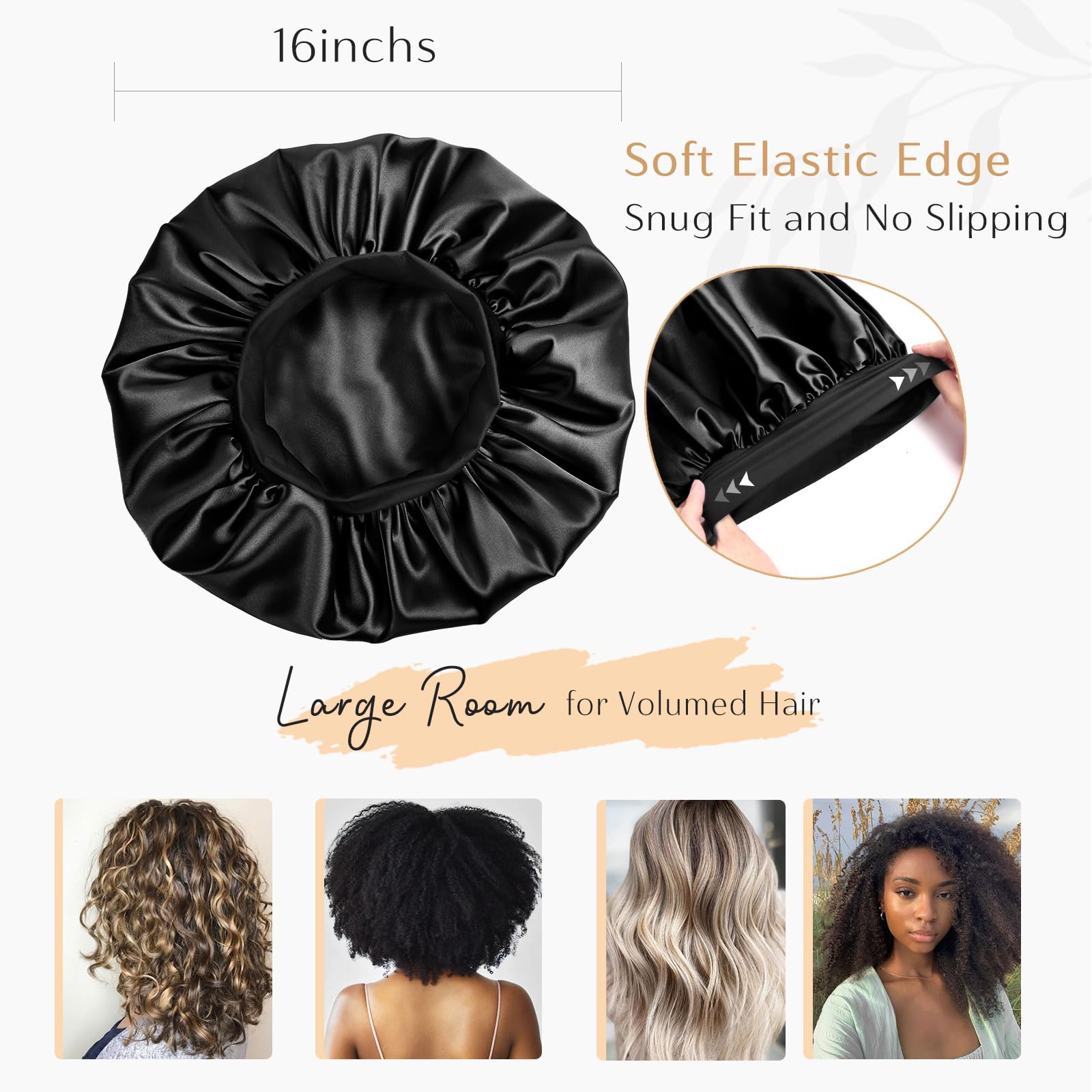 YANIBEST bonnet on head during sleep demonstrates curl-friendly protection.
