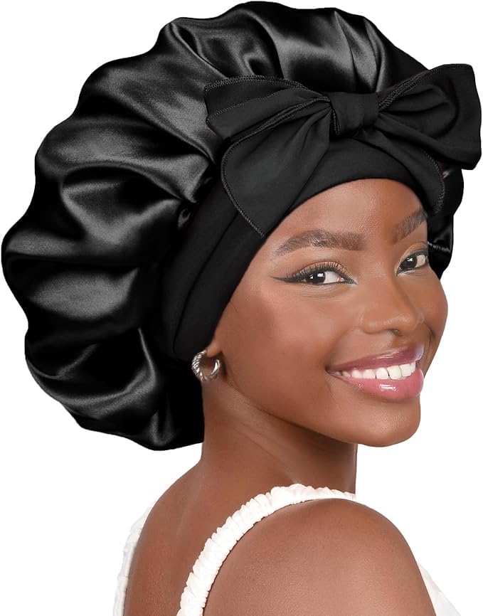 YANIBEST Silk Bonnet close-up showing satin texture that reduces friction for overnight hair care
