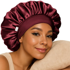YANIBEST silk bonnet close-up shows soft band for comfortable, slip-free nights
