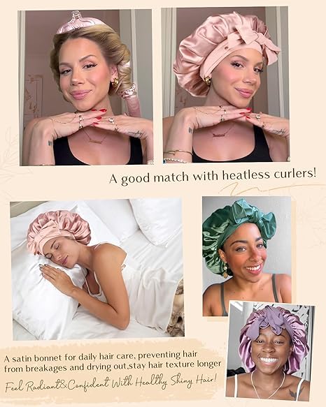 YANIBEST Silk Bonnet styling bow offers chic versatility for sleep or lounge