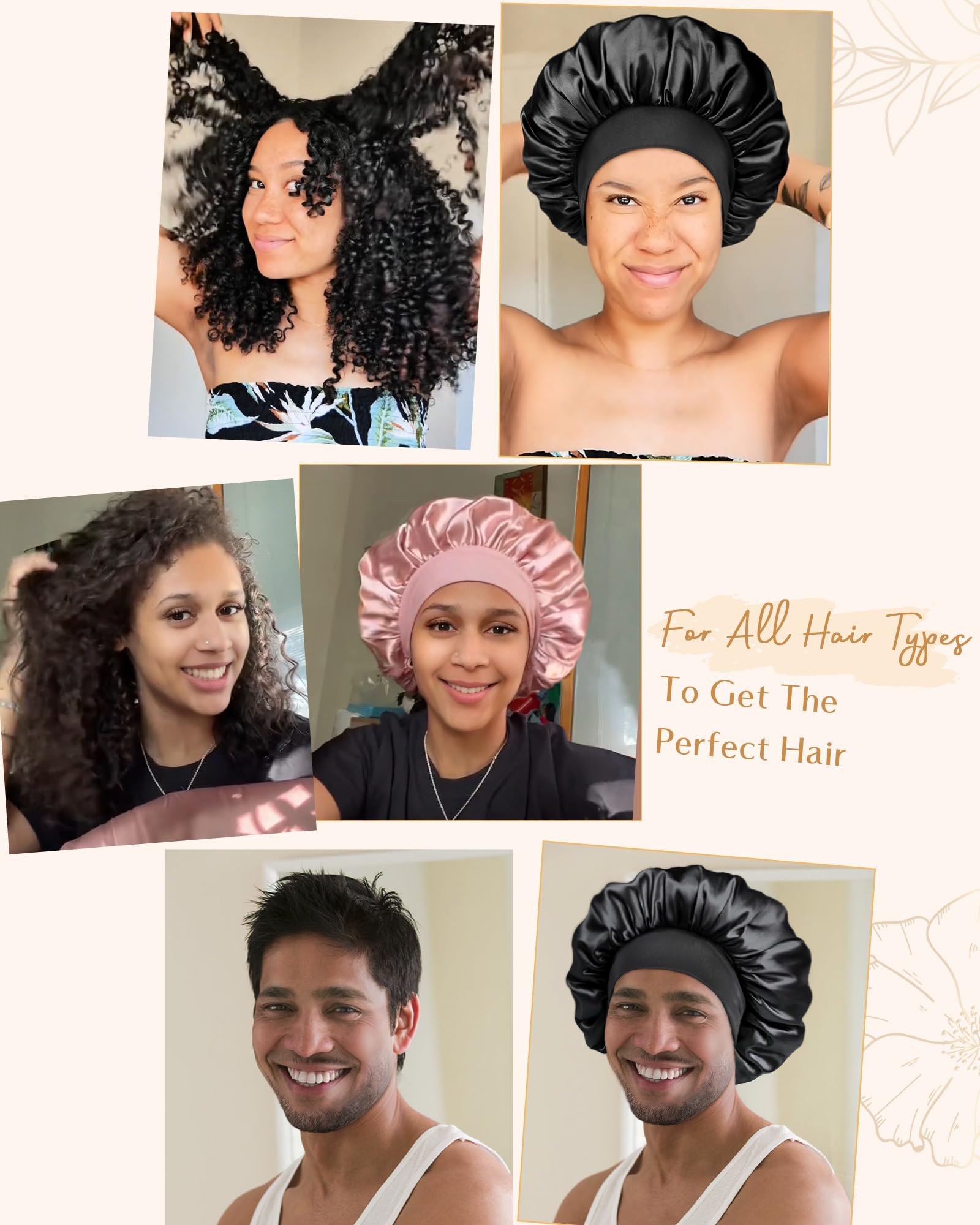 YANIBEST silk bonnet in varied colors complements nightwear while protecting hair.