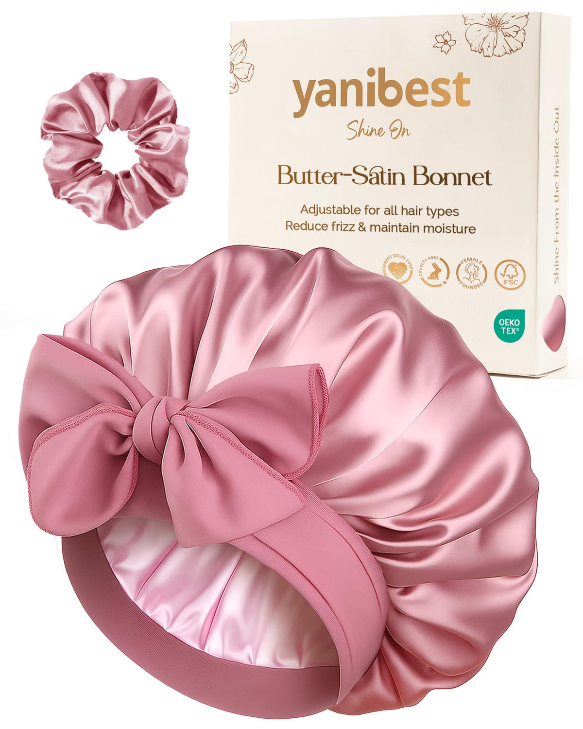 YANIBEST silk hair bonnet closeup fabric showing soft satin for reduced friction during sleep