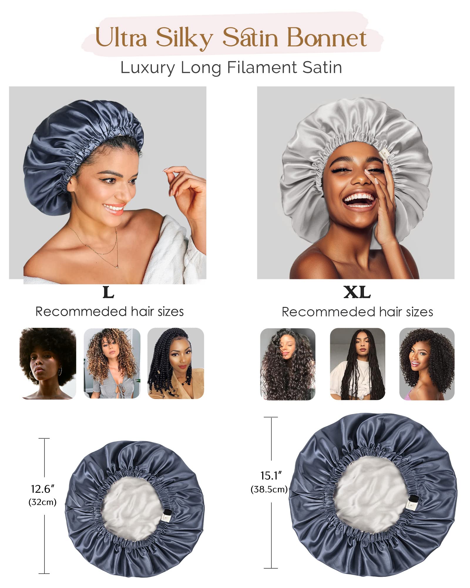 YANIBEST Silk Satin Bonnet used during hair care and makeup routines.