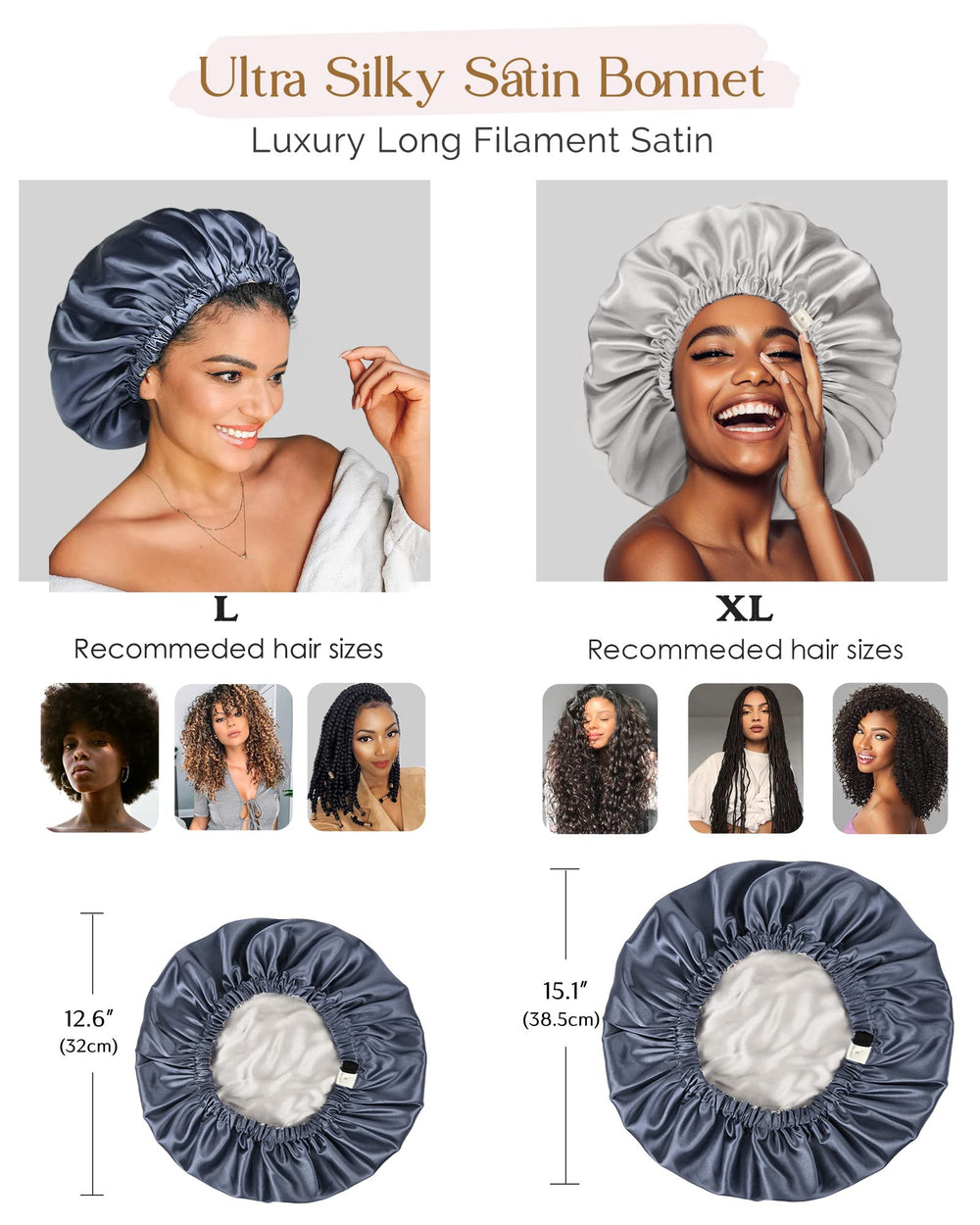 YANIBEST Silk Satin Bonnet used during hair care and makeup routines.