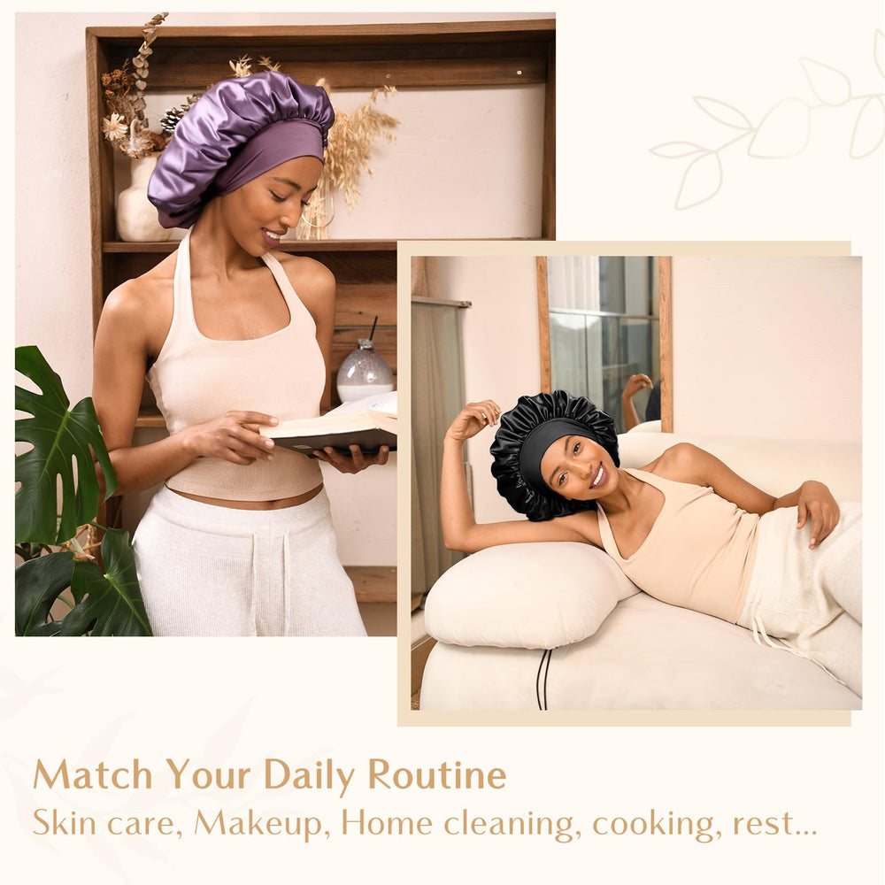 YANIBEST versatile-use silk bonnet suits sleeping, washing, and makeup routines.