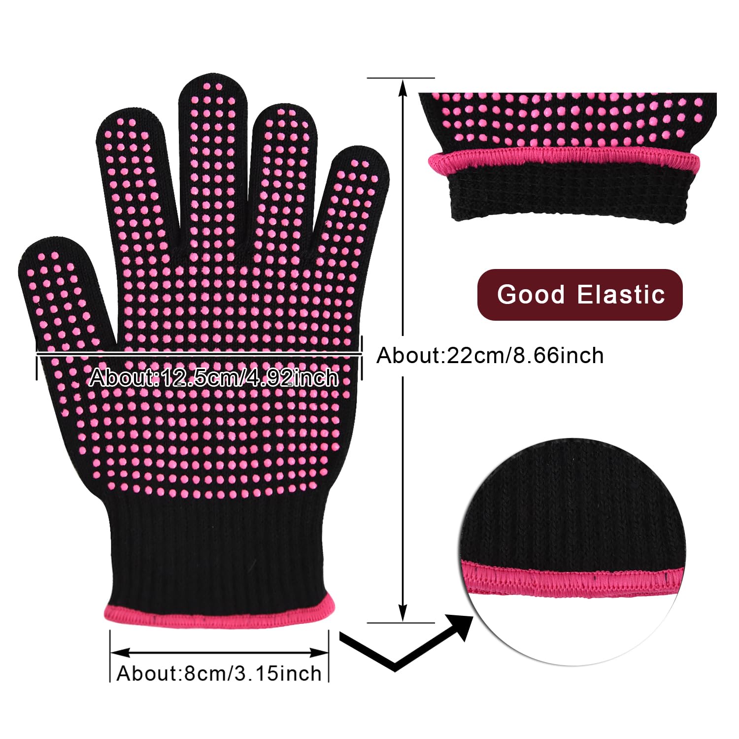 YANTAISIYU heat-resistant gloves showing silicone bumps for improved grip during styling.