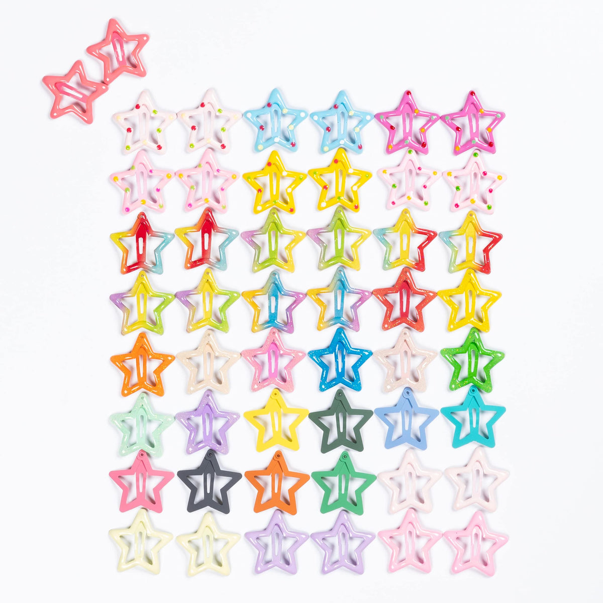 Yaokua star hair clip close-up with candy-colored metal finish and secure hold.