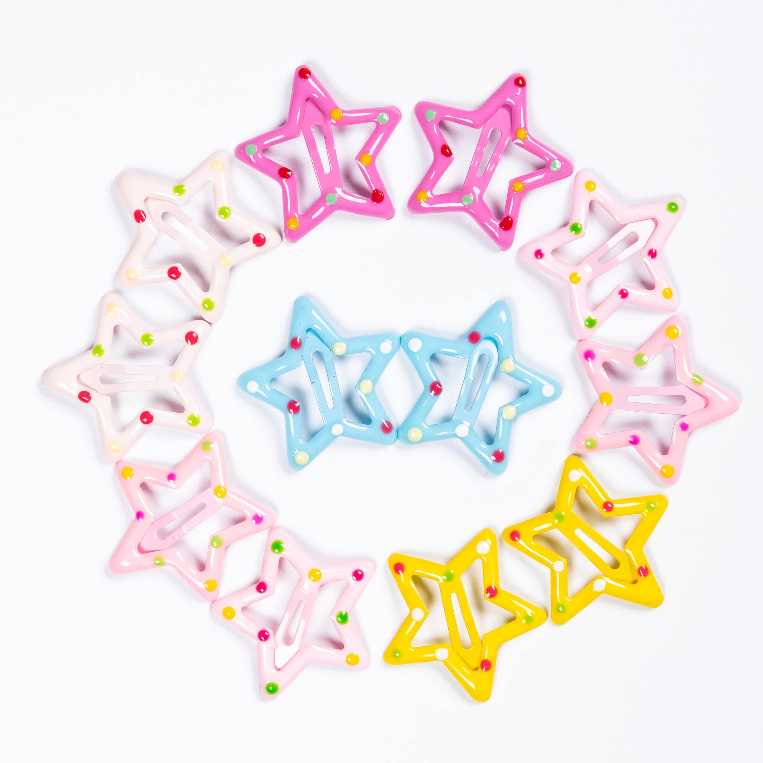 Yaokua star hair clip close-up reveals durable metal and paint finish.