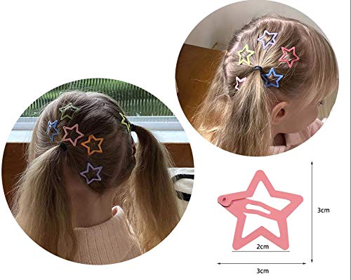 Yaokua star hair clips pack shows 50-piece color variety for playful outfits.