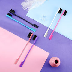 Yaomiao edge brush in use on eyebrows for neat, defined arches and smooth hairlines.