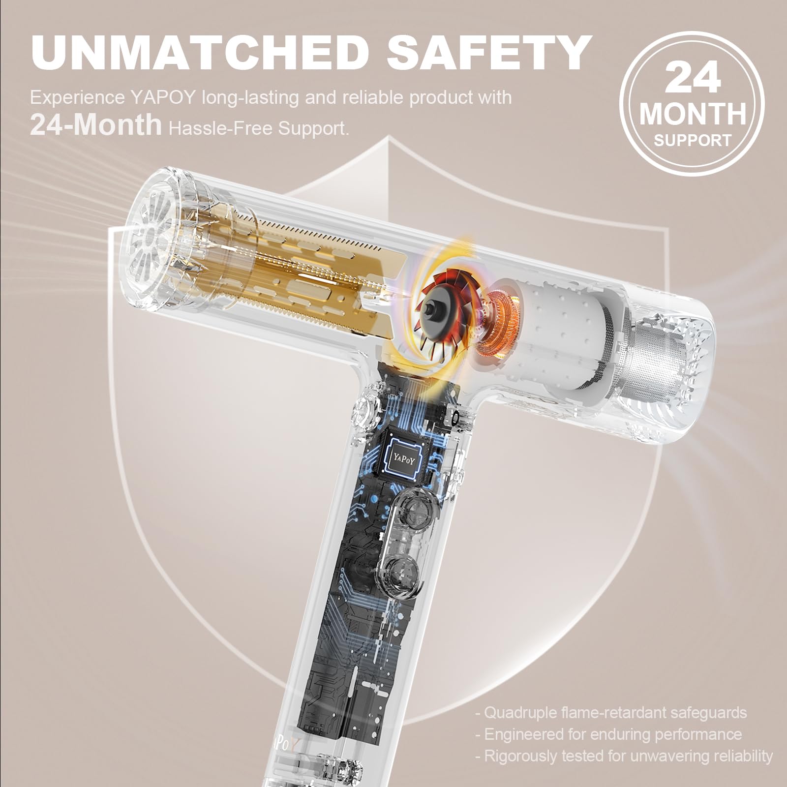 YAPOY detachable filter and 360° nozzle simplify cleaning and versatile drying