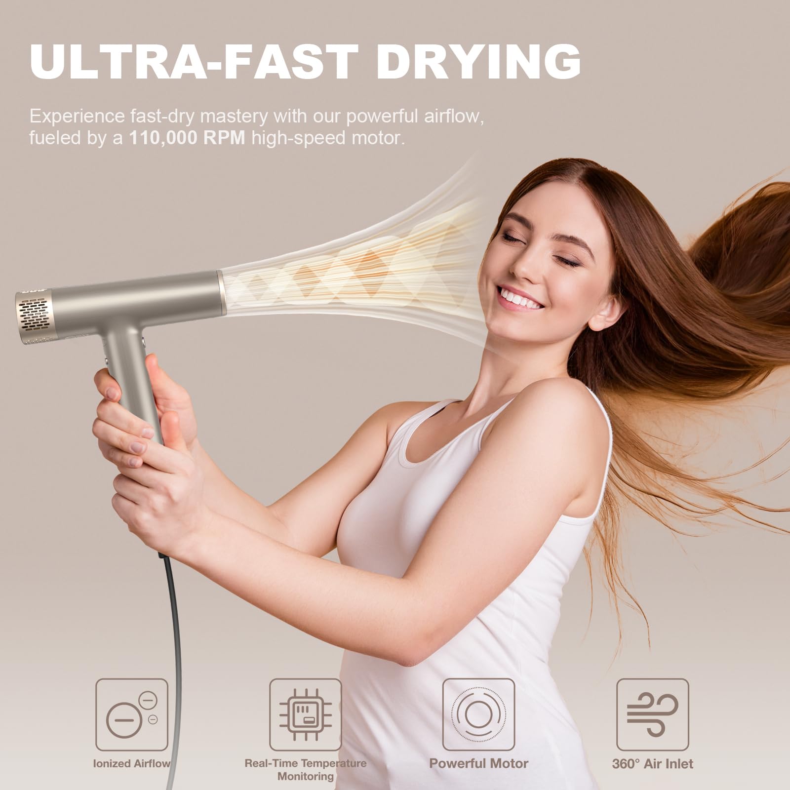 YAPOY dryer emits 200 million negative ions to seal moisture and reduce static