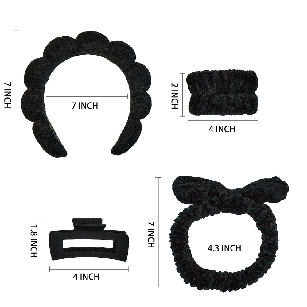 Yaqulen 7 Pcs Spa Set bow headband secures hair and adds style during skincare.