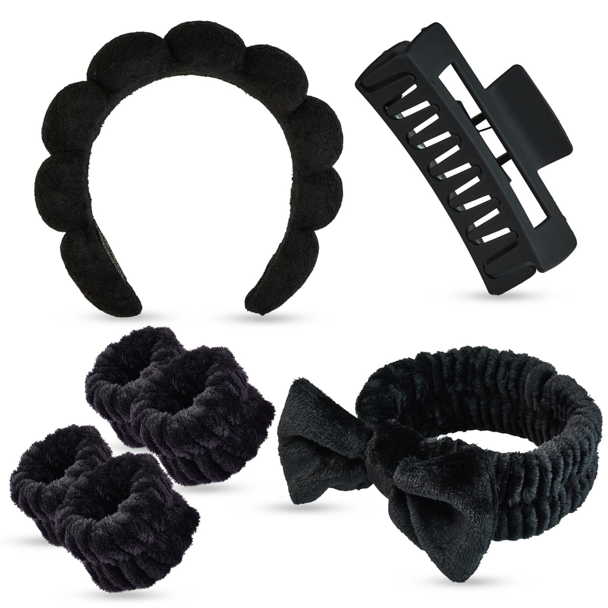 Yaqulen 7 Pcs Spa Set towel headband keeps hair away from the face during cleansing.