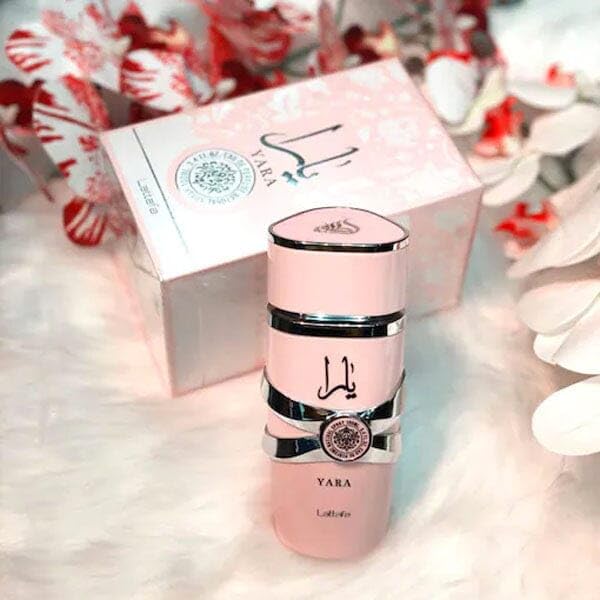 Yara Pink Eau De Parfum dresser display suggests everyday use and easy access.