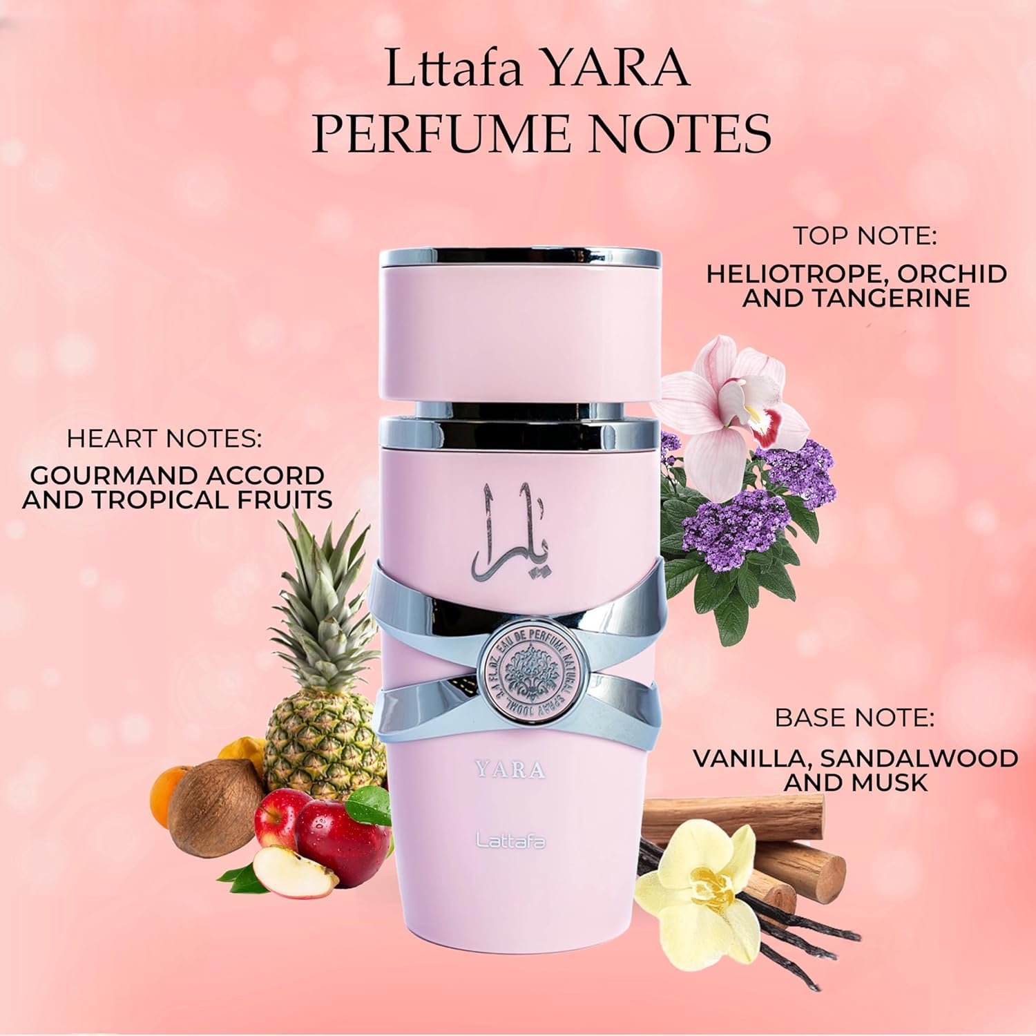 Yara Pink Eau De Parfum pulse application shows where to apply for lasting scent.