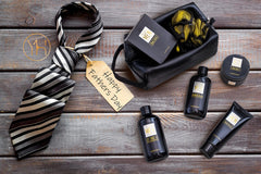 Yard House leather Dopp kit with spa products for travel grooming