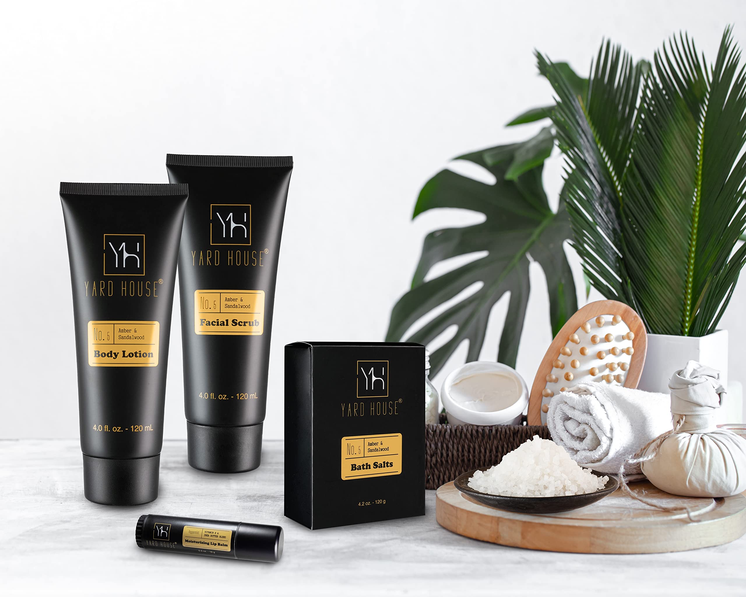 Yard House Sandalwood Amber Bath Salts invite a spa-like, relaxing soak.