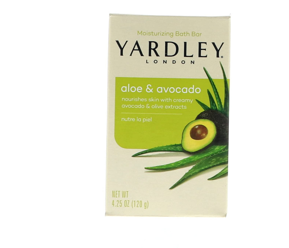 Yardley London Aloe Avocado moisturizing bar front view, hydrated skin