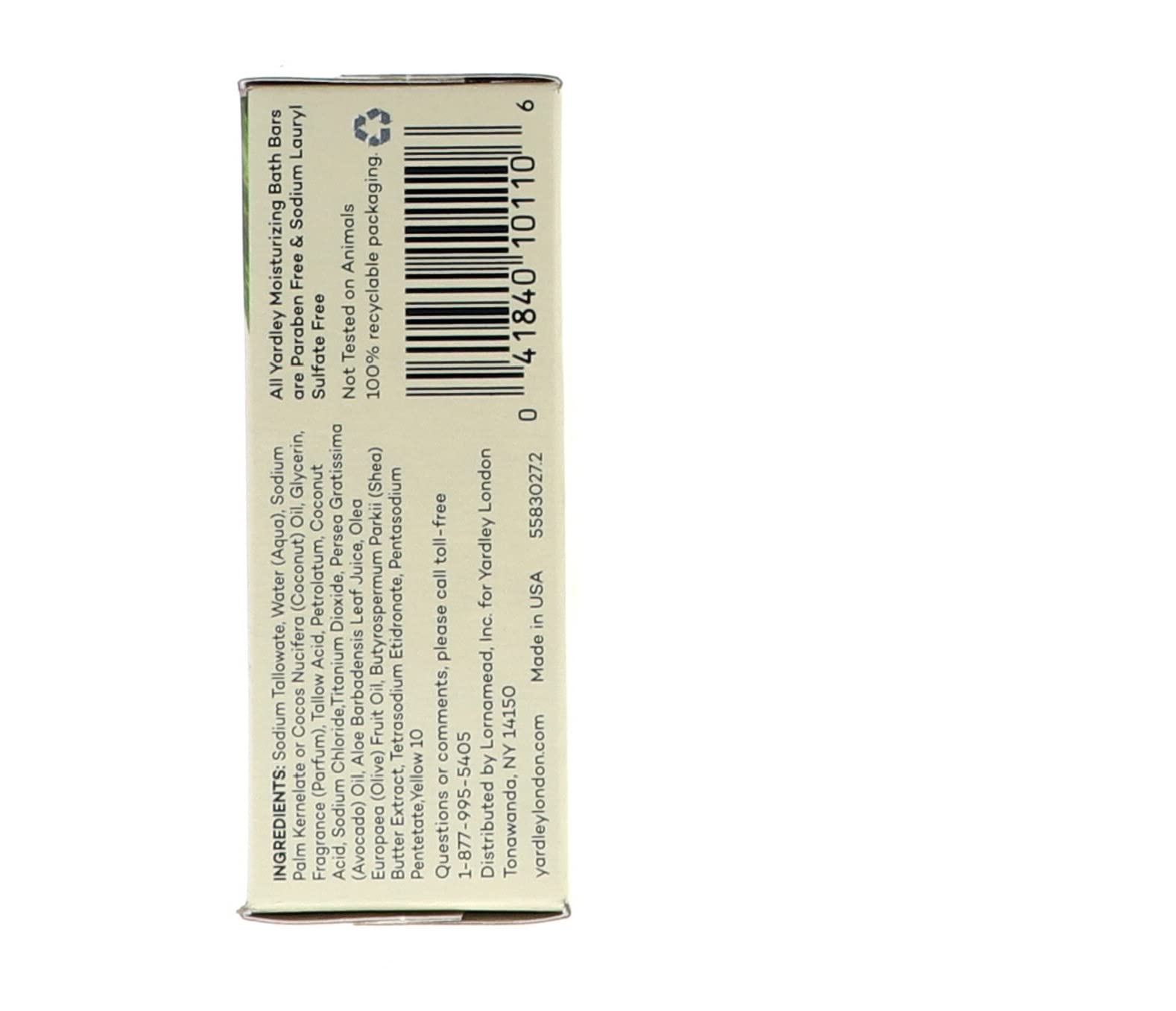 Yardley London bar with avocado-olive extracts, natural nourishment