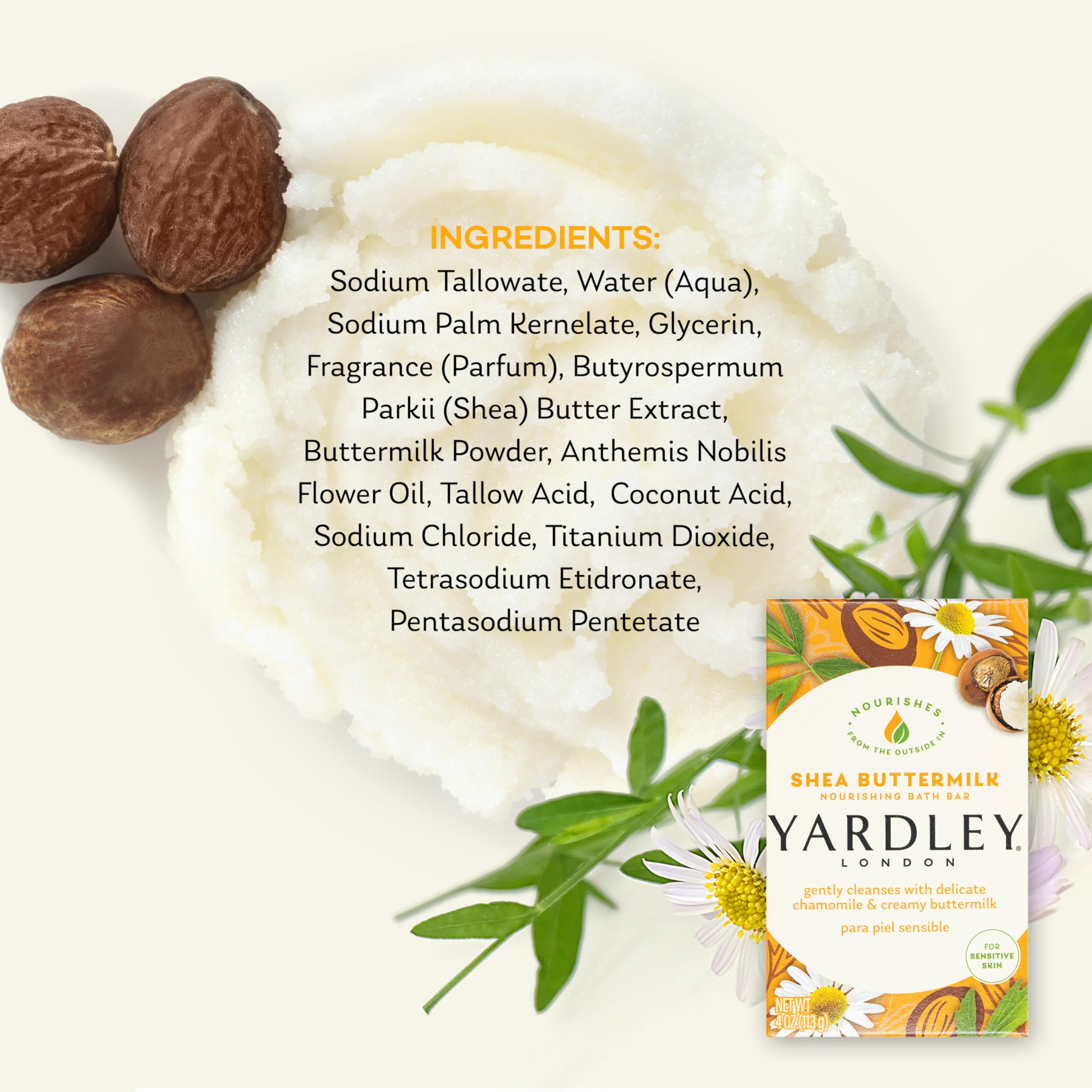 Yardley London bathroom scene with nourishing soap suggests daily indulgence and gentle cleansing
