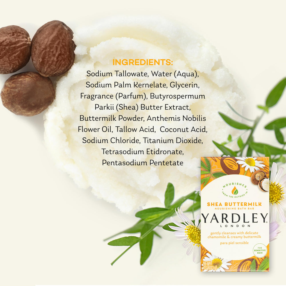 Yardley London bathroom scene with nourishing soap suggests daily indulgence and gentle cleansing
