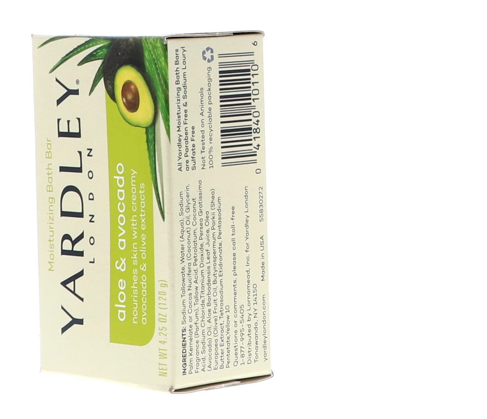 Yardley London fresh aloe bar emits green herbal and citrus lather