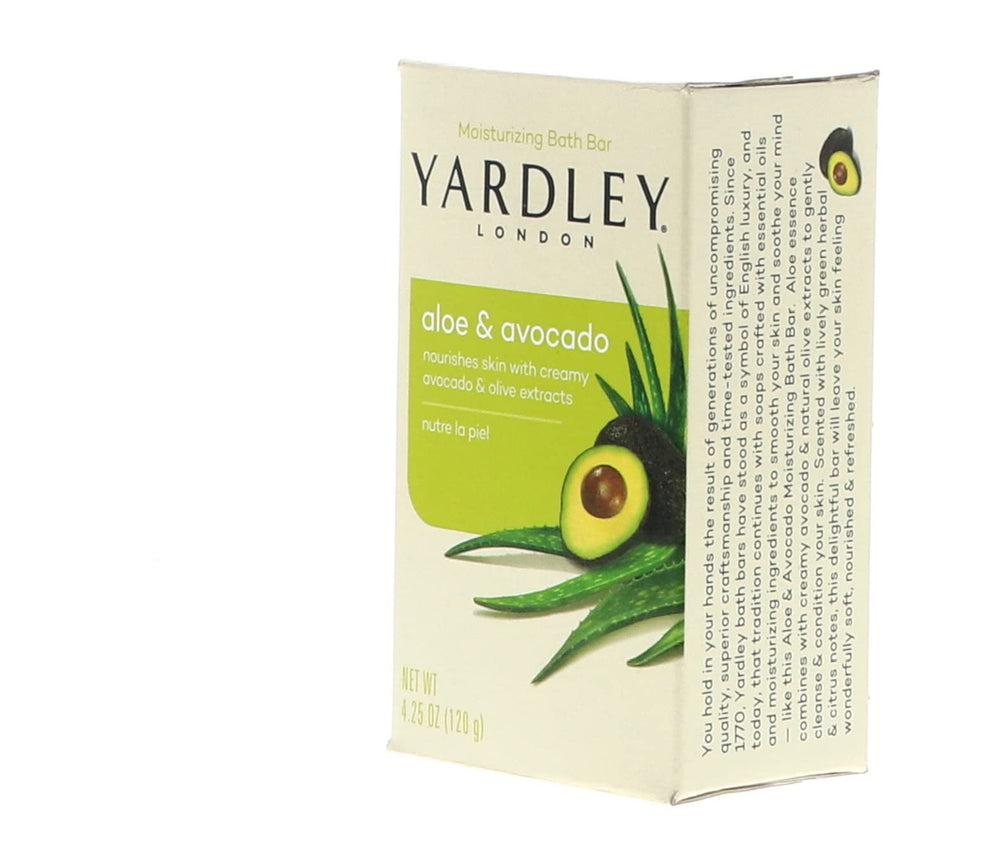 Yardley London USA-made bar showcasing fresh aloe and avocado scent