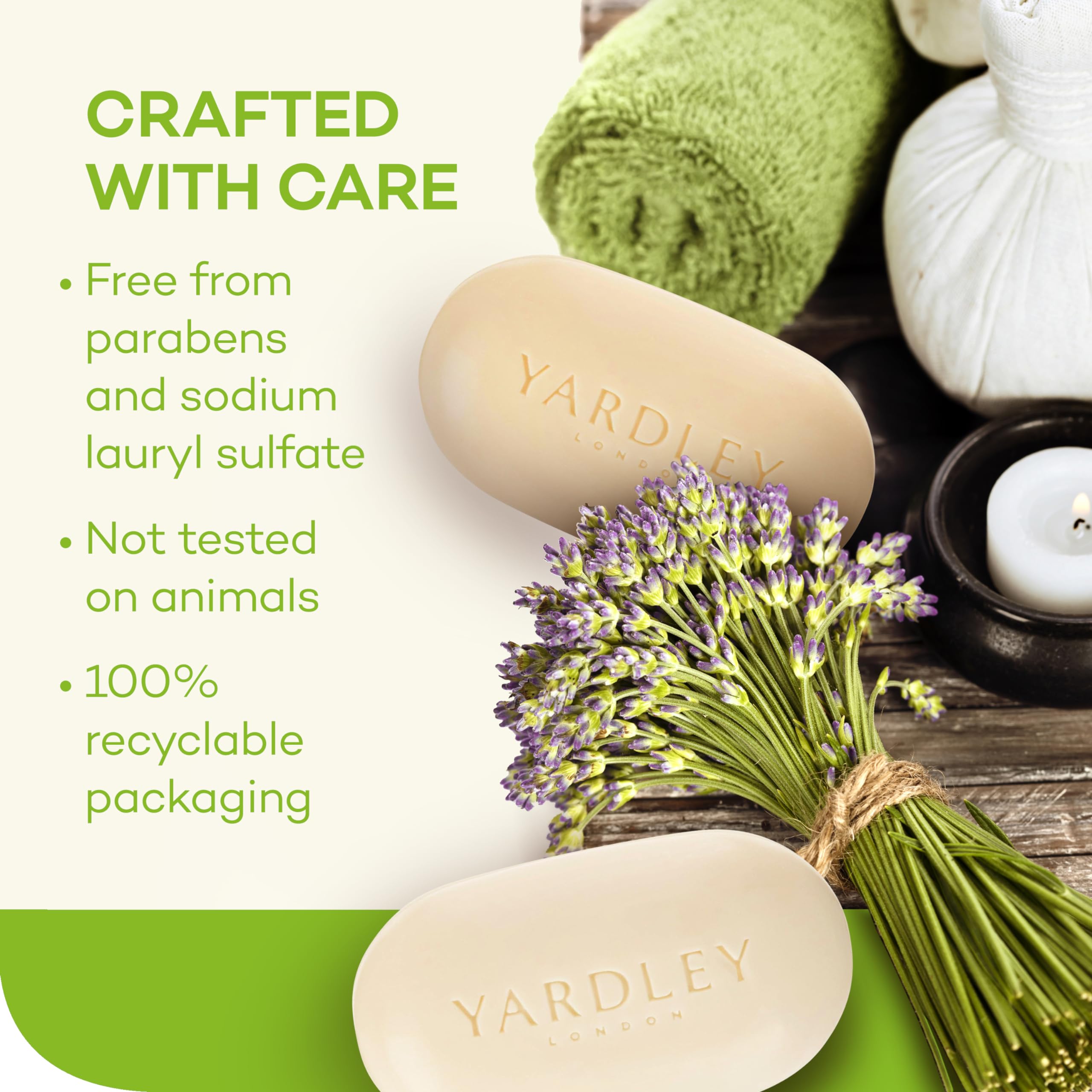 Yardley London Nourishing Bath Soap Bar packaging image signals USA origin and trusted heritage.