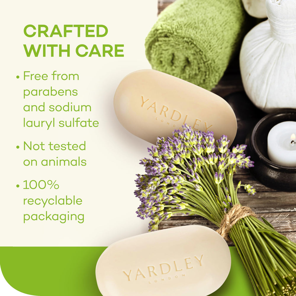Yardley London Nourishing Bath Soap Bar packaging image signals USA origin and trusted heritage.